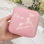 Personalised Birth Flower Zodiac Jewellery Box for Bride and Besties