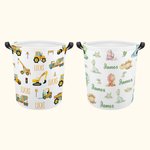 Cesto per il bucato personalizzato per bambini con motivo di camion e dinosauri