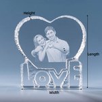 Regalo di cristallo personalizzato a forma di cuore per l'amore con foto 3D per la coppia