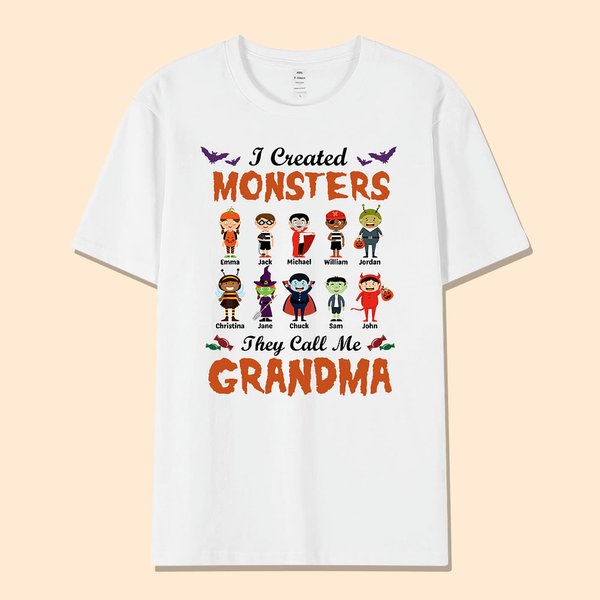 Camiseta familiar de Halloween personalizada I Created Monsters They Call Me Grandma