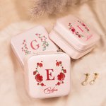 Gepersonaliseerde Geboorte Bloem Initiaal Lederen Sieraden Doos Reis Geval Verjaardag Bruids Feest Bruidsmeisje Voorstel Cadeau voor Haar