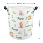 Cesto per il bucato personalizzato per bambini con motivo di camion e dinosauri