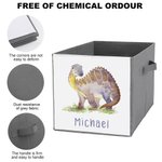 Henkilökohtainen lasten kokoontaitettava säilytyslaatikko, jossa on ajoneuvo ja dinosauruskuvio