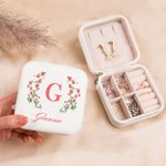 Gepersonaliseerde Geboorte Bloem Initiaal Lederen Sieraden Doos Reis Geval Verjaardag Bruids Feest Bruidsmeisje Voorstel Cadeau voor Haar