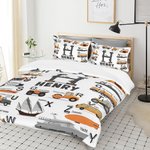 Personalized Construction Vehicle 3 Piece Bedding Set Gift for Kids