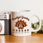 Personalized Thankful Grandma Turkey Ceramic Mug for Thanksgiving Day Gift