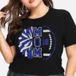 Personalized Football Mom Short Sleeve Glitter T-shirt with Number