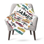 Coperta morbida per neonati personalizzata a tema auto da corsa con nome Regalo per la festa del bebè per il neonato