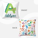 Personalized Throw Pillow Cushion Cover Alphabet Animal Name