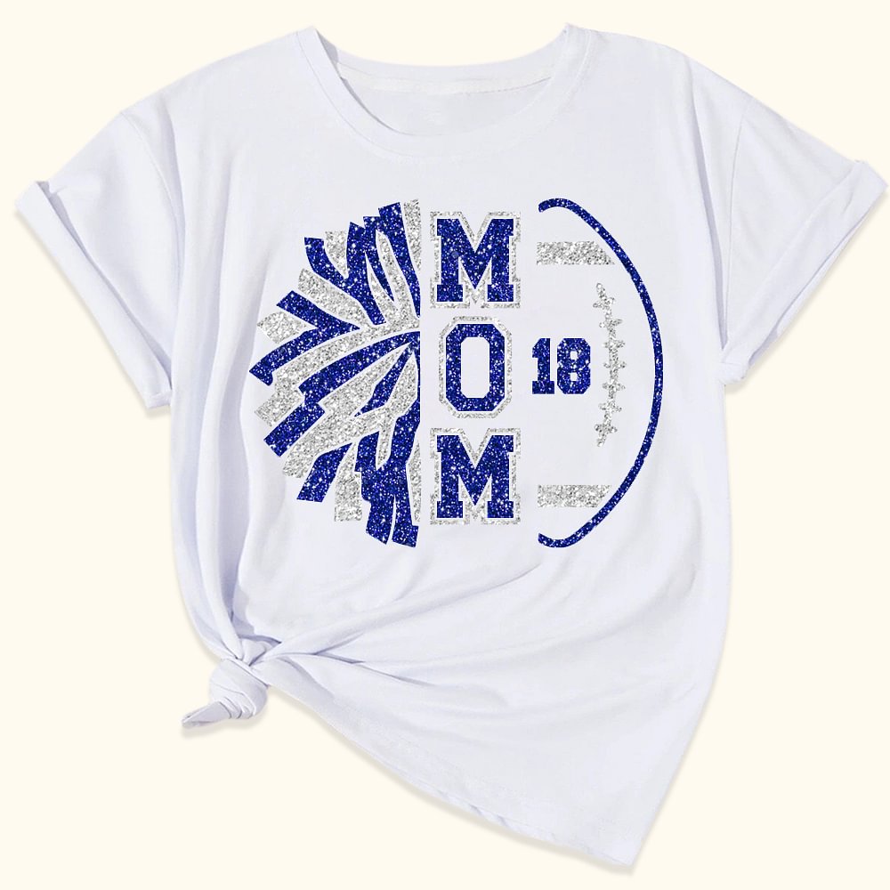 T-Shirt à Paillettes Personnalisé avec Titre et Numéro Style Football Américain Cadeau pour Maman