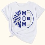 Personalized Football Mom Short Sleeve Glitter T-shirt with Number