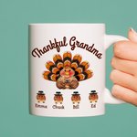 Personalized Thankful Grandma Turkey Ceramic Mug for Thanksgiving Day Gift