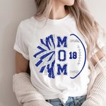 Personalized Football Mom Short Sleeve Glitter T-shirt with Number