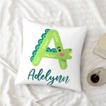 Personalized Throw Pillow Cushion Cover Alphabet Animal Name