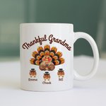 Personalized Thankful Grandma Turkey Ceramic Mug for Thanksgiving Day Gift