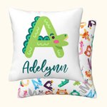 Personalized Throw Pillow Cushion Cover Alphabet Animal Name