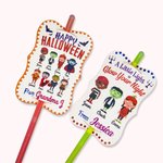 Set d'Étiquettes et de Batôns Lumineux Personnalisés avec 1-8 Dessins Enfants et Noms Cadeau Halloween Fête pour Enfants