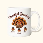 Personalized Thankful Grandma Turkey Ceramic Mug for Thanksgiving Day Gift