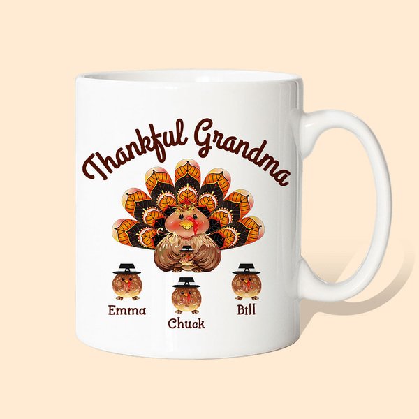 Thankful Grandma Turkey Ceramic Mug