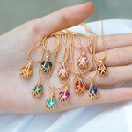 Personalised Diamond Birthstone Heart Necklace for Mom Friend Daughter Wife