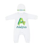 Personalisierte Brief Tier Baby Baumwolle Strampler Set mit Hut Coming Home Outfit
