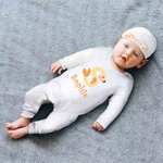 Personalisierte Brief Tier Baby Baumwolle Strampler Set mit Hut Coming Home Outfit