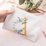 Personalized Makeup Cosmetic Bag with Flower & Initial