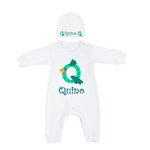 Personalisierte Brief Tier Baby Baumwolle Strampler Set mit Hut Coming Home Outfit