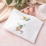 Personalized Makeup Cosmetic Bag with Flower & Initial