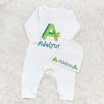 Personalisierte Brief Tier Baby Baumwolle Strampler Set mit Hut Coming Home Outfit