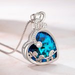 Personalized Heart Shaped Birthstone Mother Child Elephant Dazzling with Crystal Necklace Gift for Her