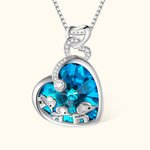 Personalized Heart Shaped Birthstone Mother Child Elephant Dazzling with Crystal Necklace Gift for Her