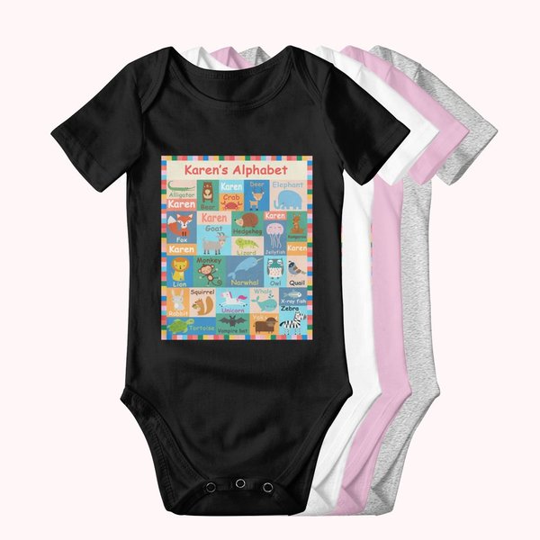 Animal Alphabet Baby Onesie With Name