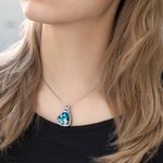 Personalized Heart Shaped Birthstone Mother Child Elephant Dazzling with Crystal Necklace Gift for Her