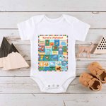 Personalized Animal Alphabet Short Sleeve Baby Onesie With Name