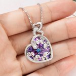 Personalized Heart Shaped Birthstone Mother Child Elephant Dazzling with Crystal Necklace Gift for Her