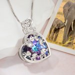 Personalized Heart Shaped Birthstone Mother Child Elephant Dazzling with Crystal Necklace Gift for Her
