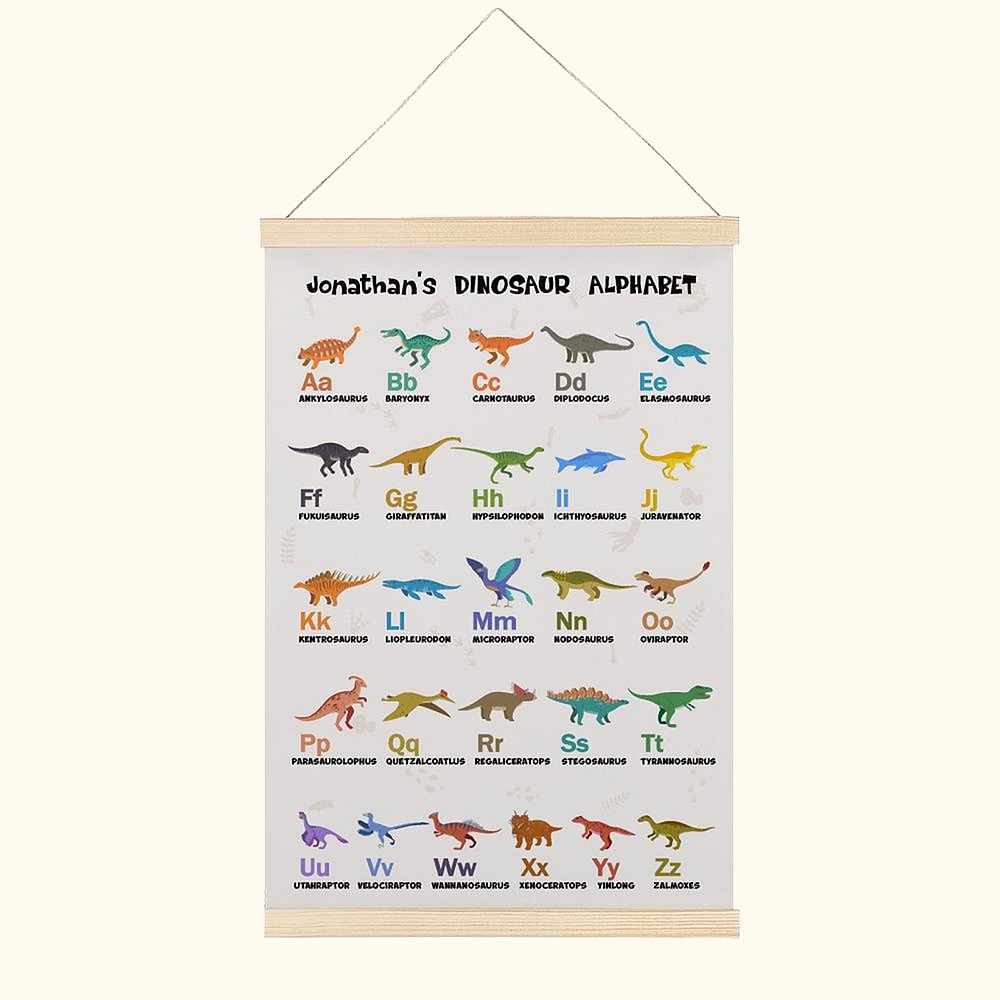 Tela personalizzata Dinosauro Alfabeto Arte murale Poster educativo Aula Decor Vivaio