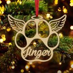 Personalized Dog Cat Paw Horseshoe Christmas Ornament