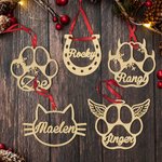 Personalized Dog Cat Paw Horseshoe Christmas Ornament