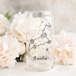 Henkilökohtainen Syntymä Kukka ja tähtikuvio lasi vesipullo olki ja bambu kansi kanssa