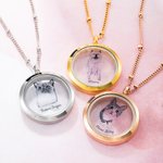 Personalised Pet Fur Keepsake Necklace with Portrait Memorial Jewellery Pet Loss Gift for Her