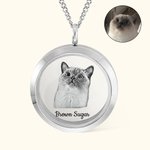 Personalised Pet Fur Keepsake Necklace with Portrait Memorial Jewellery Pet Loss Gift for Her