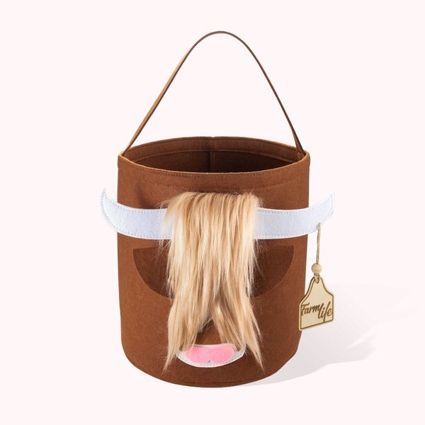 Scottish Highland Cow Felt Toys Storage Basket