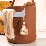 Personalized Scottish Highland Cow Felt Toys Storage Basket for Kids