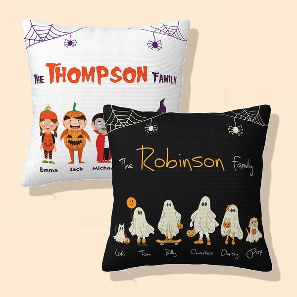 Gepersonaliseerd Halloween Schattig Spook Familie Kussen Overtrek