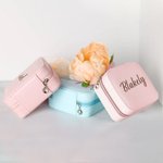Personalized PU Leather Jewelry Box Organizer with Name Portable Travel Essentials Birthday Wedding Gift for Women