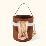 Personalized Scottish Highland Cow Felt Toys Storage Basket for Kids