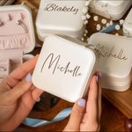 Personalized PU Leather Jewelry Box Organizer with Name Portable Travel Essentials Birthday Wedding Gift for Women