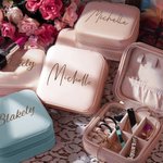 Personalized PU Leather Jewelry Box Organizer with Name Portable Travel Essentials Birthday Wedding Gift for Women